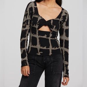 CHASER RECYCLED VINTAGE RIB LONG SLEEVE TOP WITH TWIST DETAIL